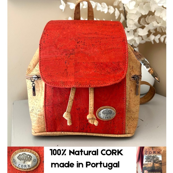 NWT Natural CORK Two-tone Backpack Made in Portugal - Picture 1 of 17